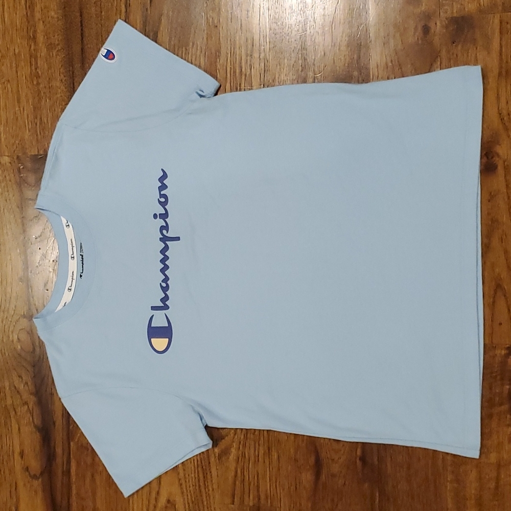 Womens Champion blue logo short sleeve tshirt size S